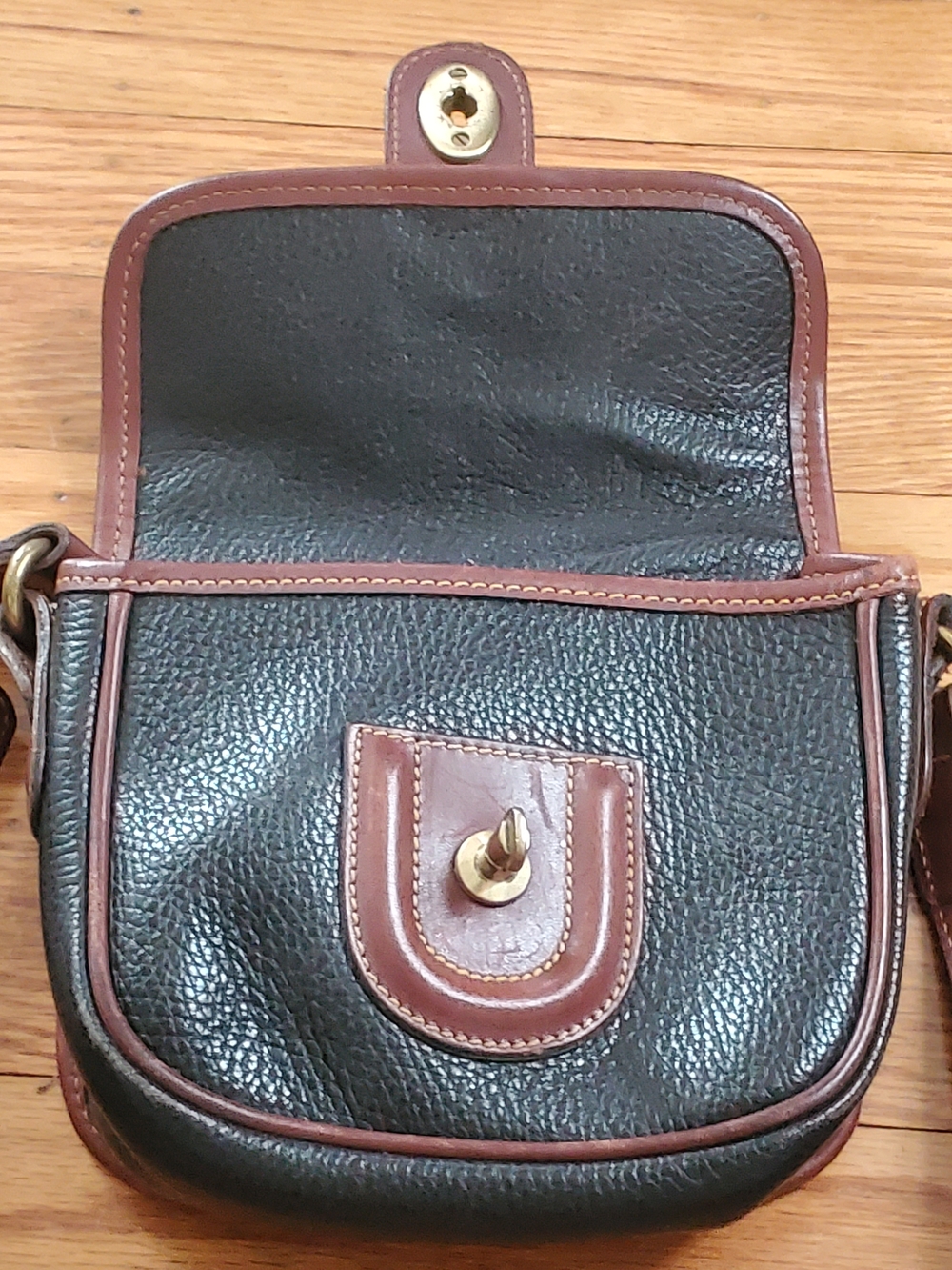 Coach Black and Brown Pebbled Leather Crossbody Bag - Picture 4 of 12